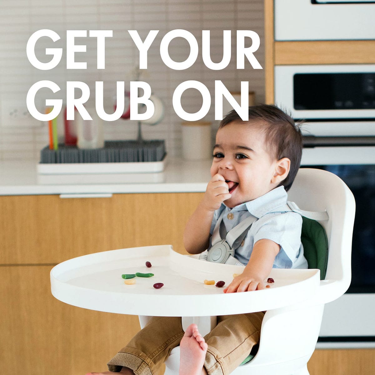 Boon GRUB Dishwasher-Safe Adjustable Baby High Chair - Charcoal - B11453
