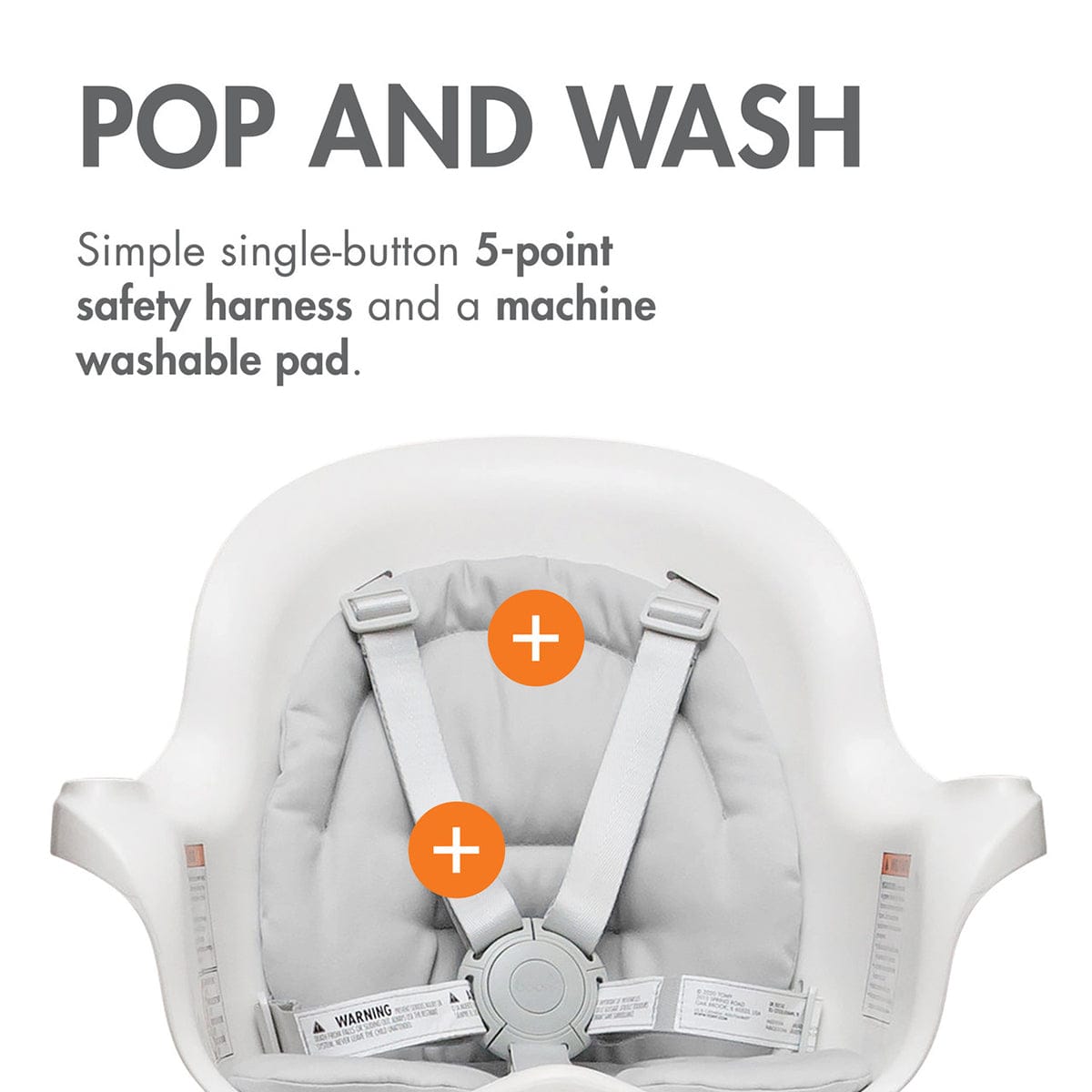 Boon GRUB Dishwasher-Safe Adjustable Baby High Chair - White - B11329