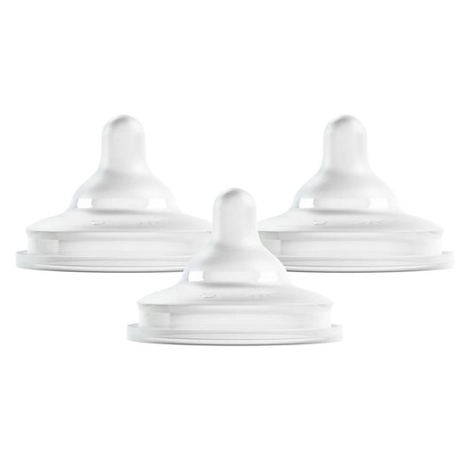 Boon NURSH CURVE Silicone Bottle Nipples 3-Pack - Slow Flow