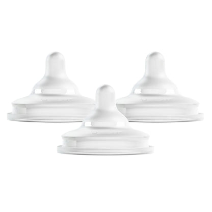 Boon NURSH CURVE Silicone Bottle Nipples 3-Pack - Slow Flow