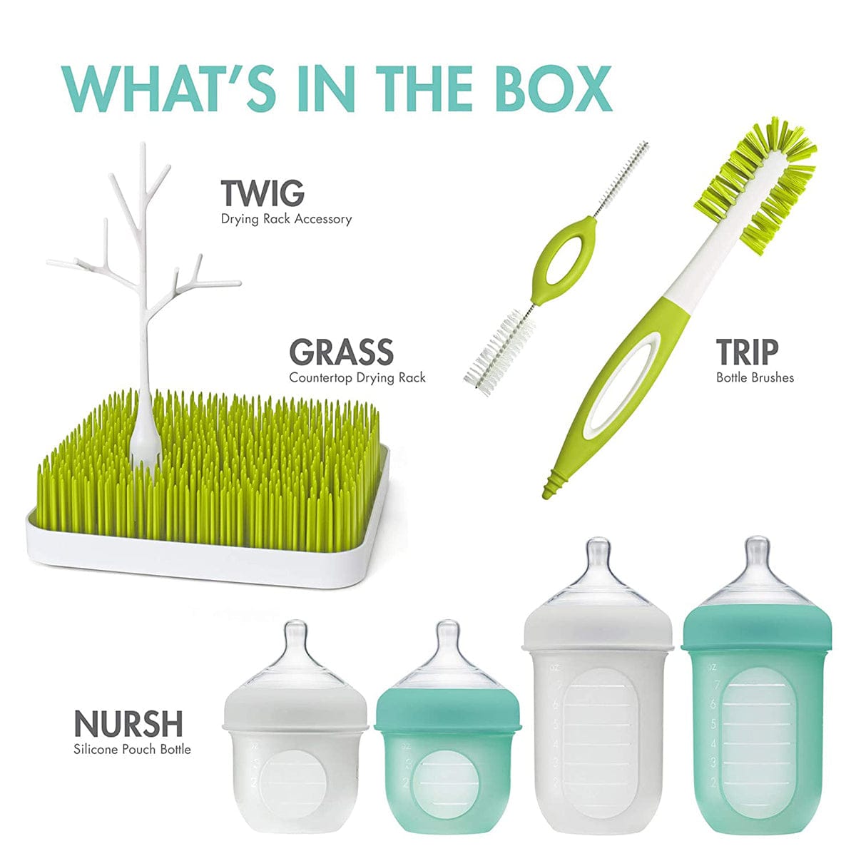 Boon NURSH Silicone Pouch Bottle Feeding and Cleaning Set - B11330