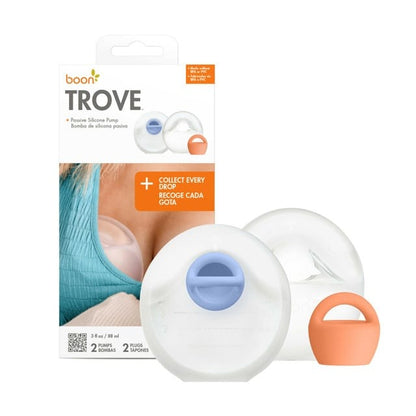 Boon TROVE Silicone Breast Pump 2-Pack with Plugs & Travel Pouch