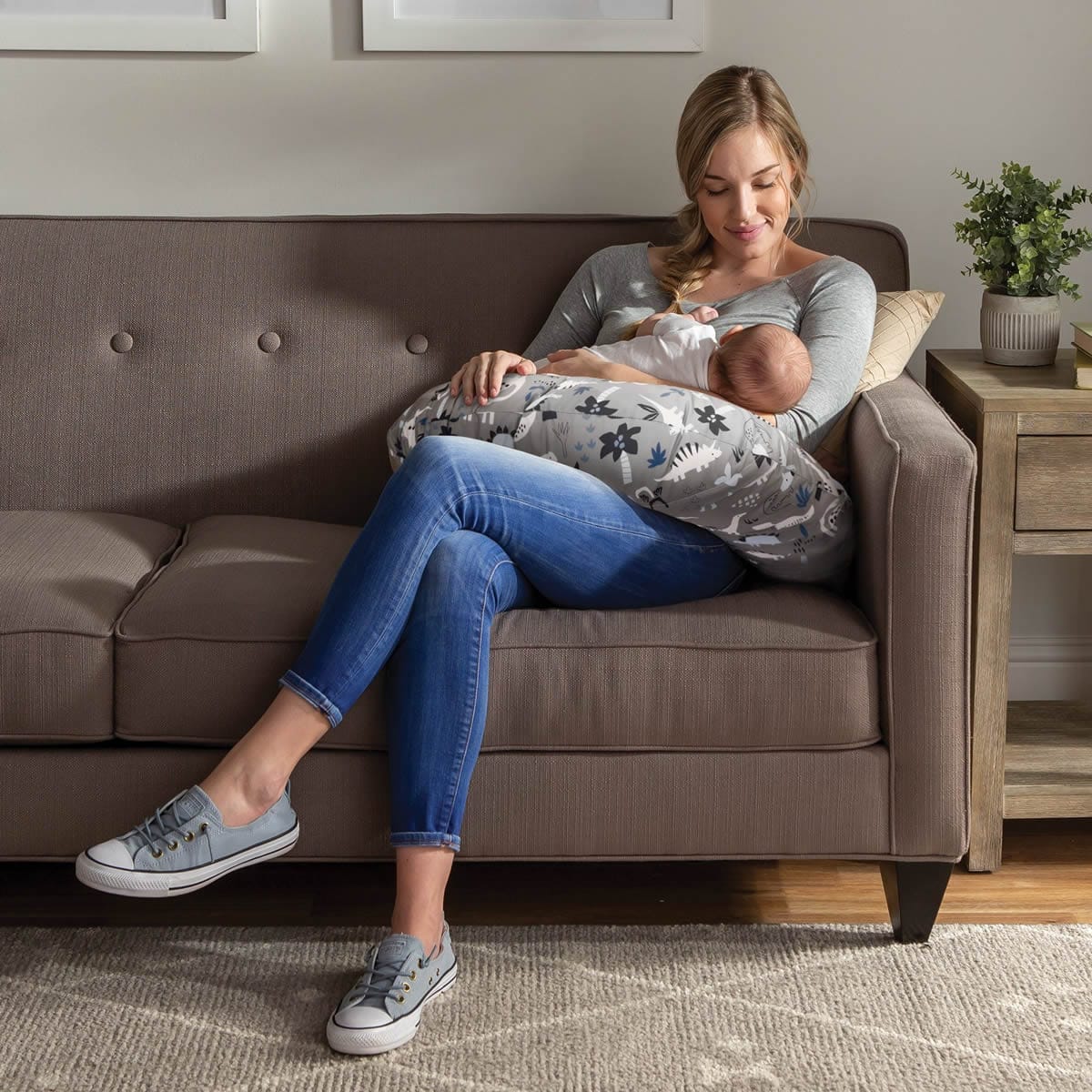 Boppy Original Feeding & Infant Support Pillow - Gray Dinosaurs - 56030020490