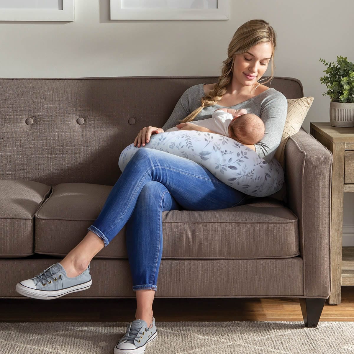 Boppy Original Feeding & Infant Support Pillow - Gray Taupe Leaves - 56029020490