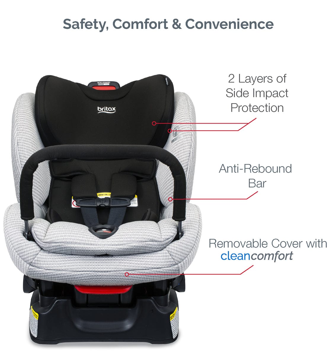 Britax Boulevard ClickTight Anti-Rebound Bar Convertible Car Seat - Clean Comfort - E1C582A