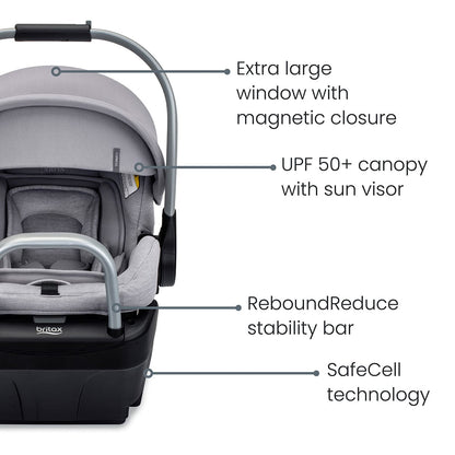 Britax Cypress Infant Car Seat with Alpine Anti-Rebound Base - Ponte Stone - E1D124V