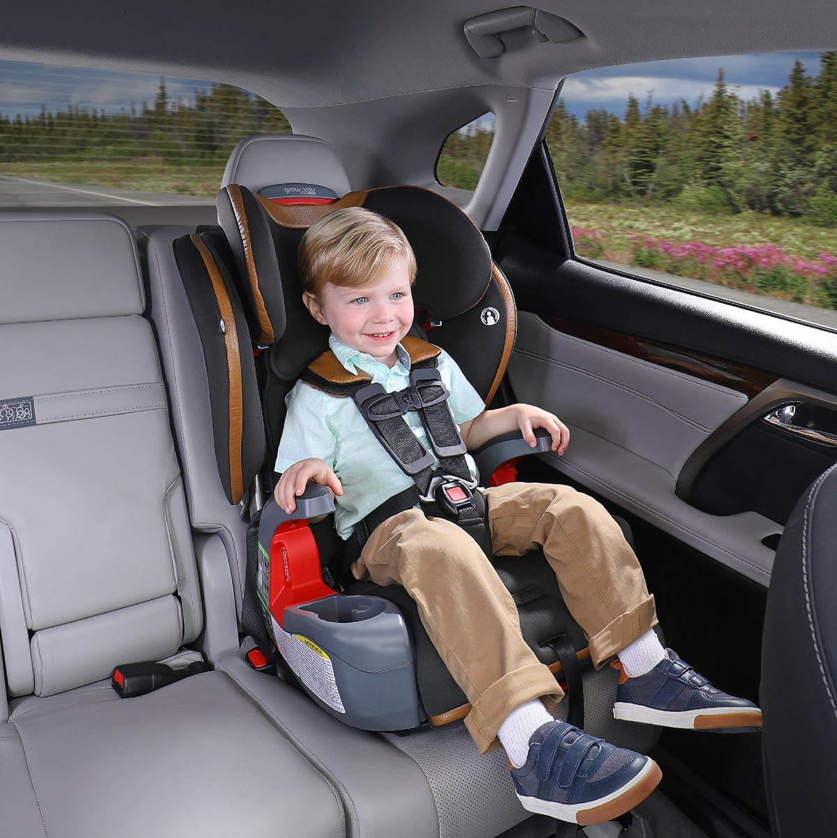 Britax Grow With You ClickTight Harness Booster Car Seat - Ace Black (SafeWash + StayClean) - E1C192Q