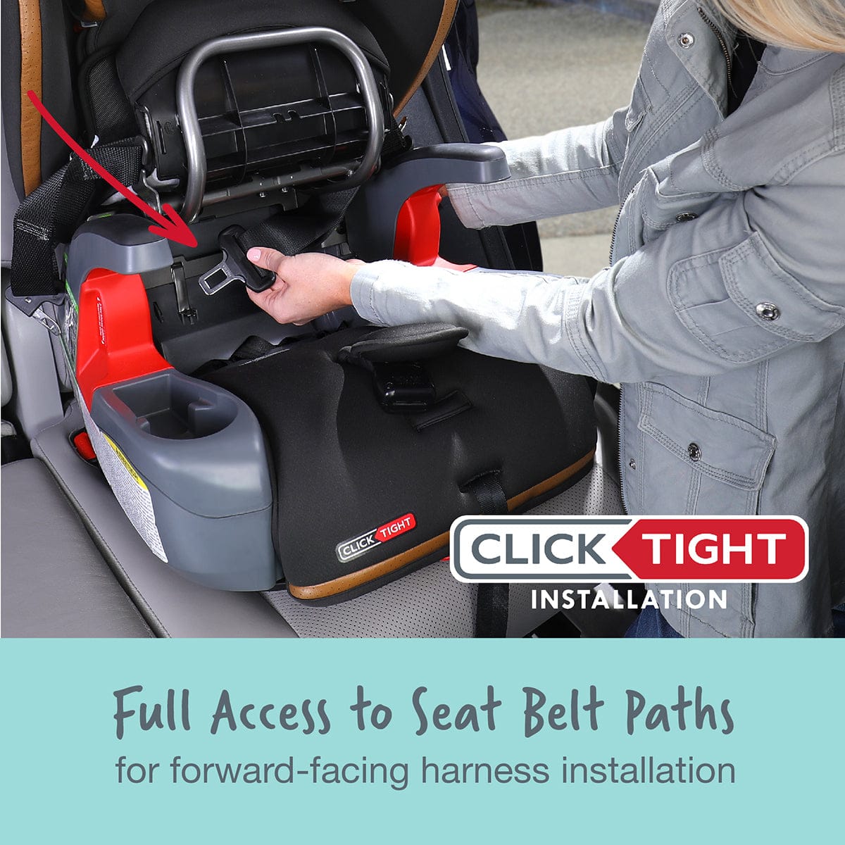 Britax Grow With You ClickTight Harness Booster Car Seat - Ace Black (SafeWash + StayClean) - E1C192Q