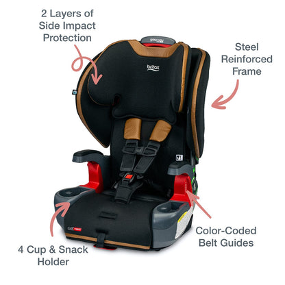 Britax Grow With You ClickTight Harness Booster Car Seat - Ace Black (SafeWash + StayClean) - E1C192Q