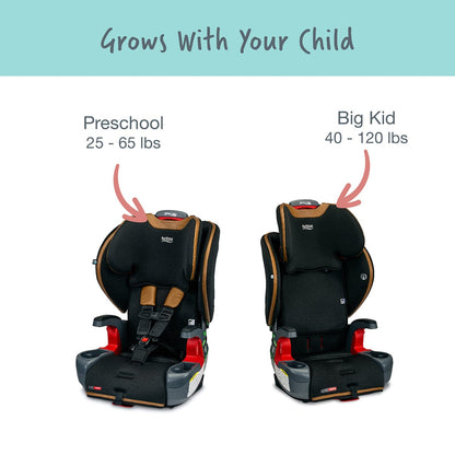 Britax Grow With You ClickTight Harness Booster Car Seat - Ace Black (SafeWash + StayClean) - E1C192Q