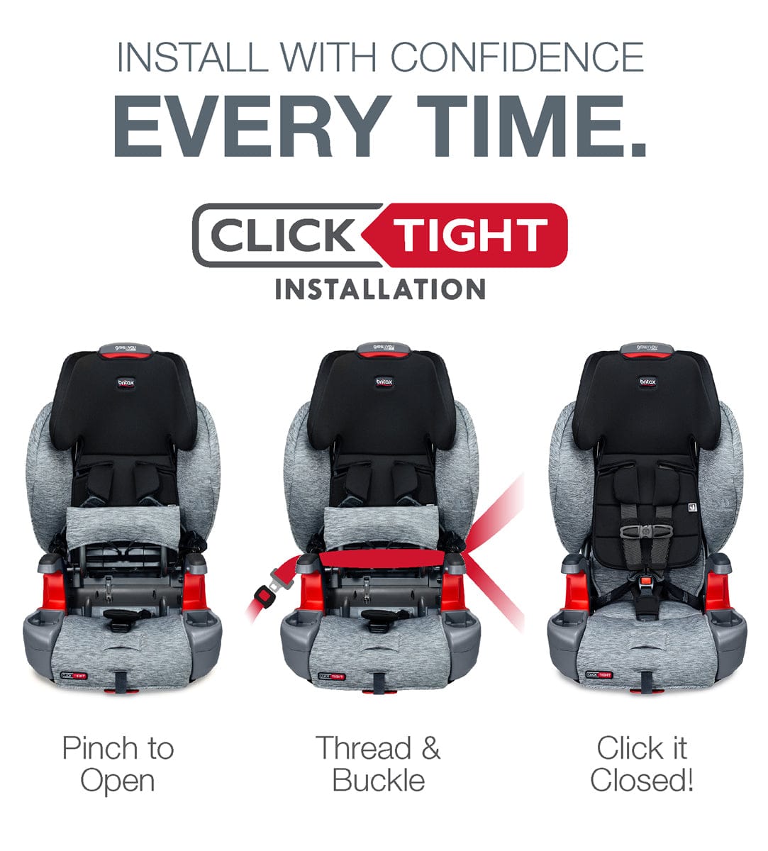 Britax Grow With You Clicktight Harness Booster Car Seat - Clean Comfort [New Version of the Frontier] - E1C562A