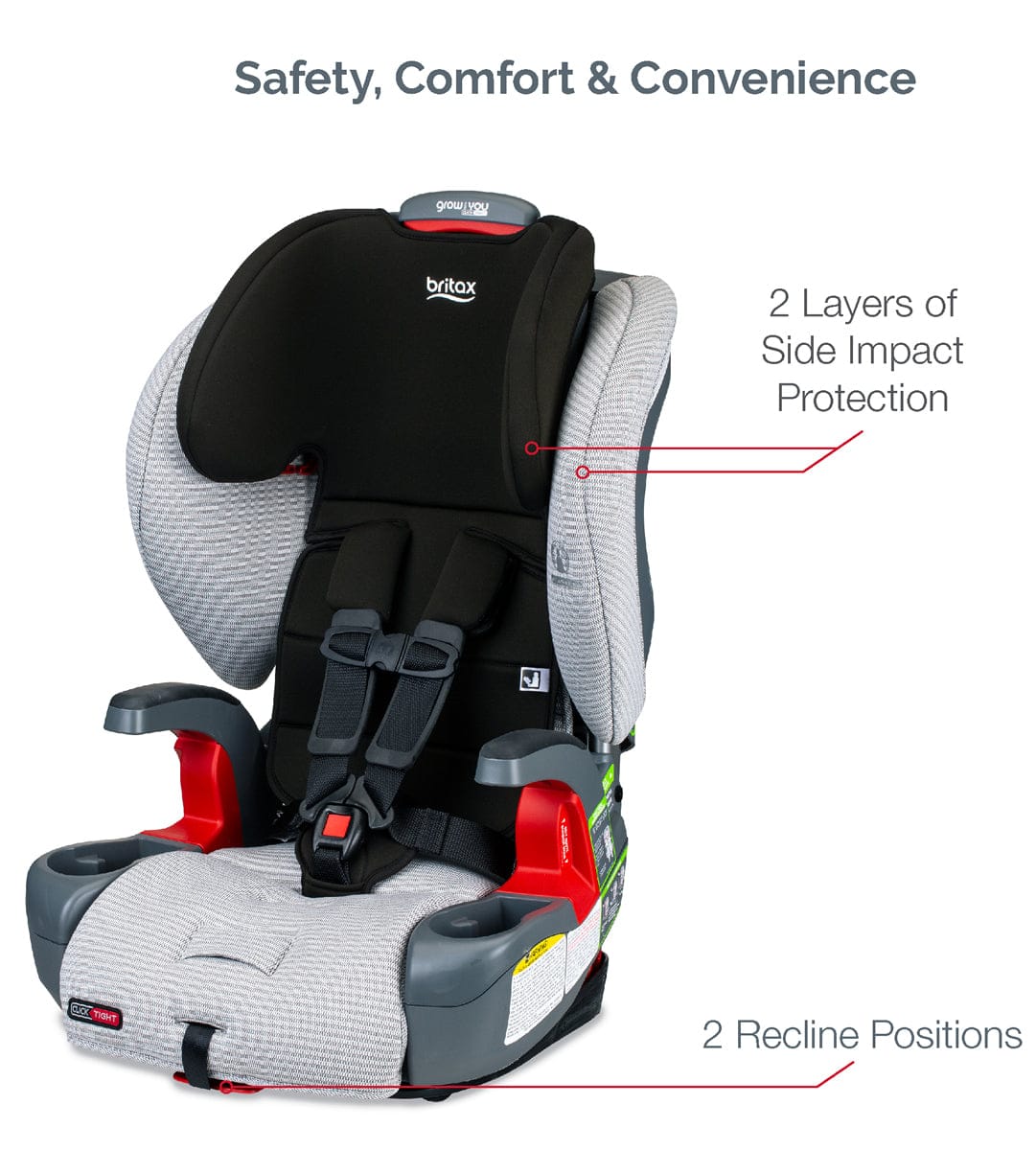 Britax Grow With You Clicktight Harness Booster Car Seat - Clean Comfort [New Version of the Frontier] - E1C562A