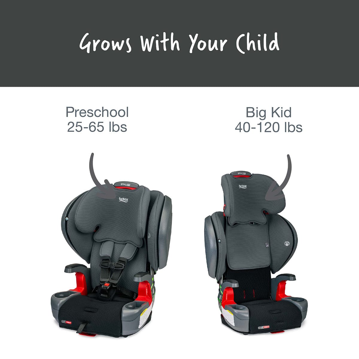 Britax Grow With You ClickTight Plus Harness Booster Car Seat - Black Ombre - E1C203C