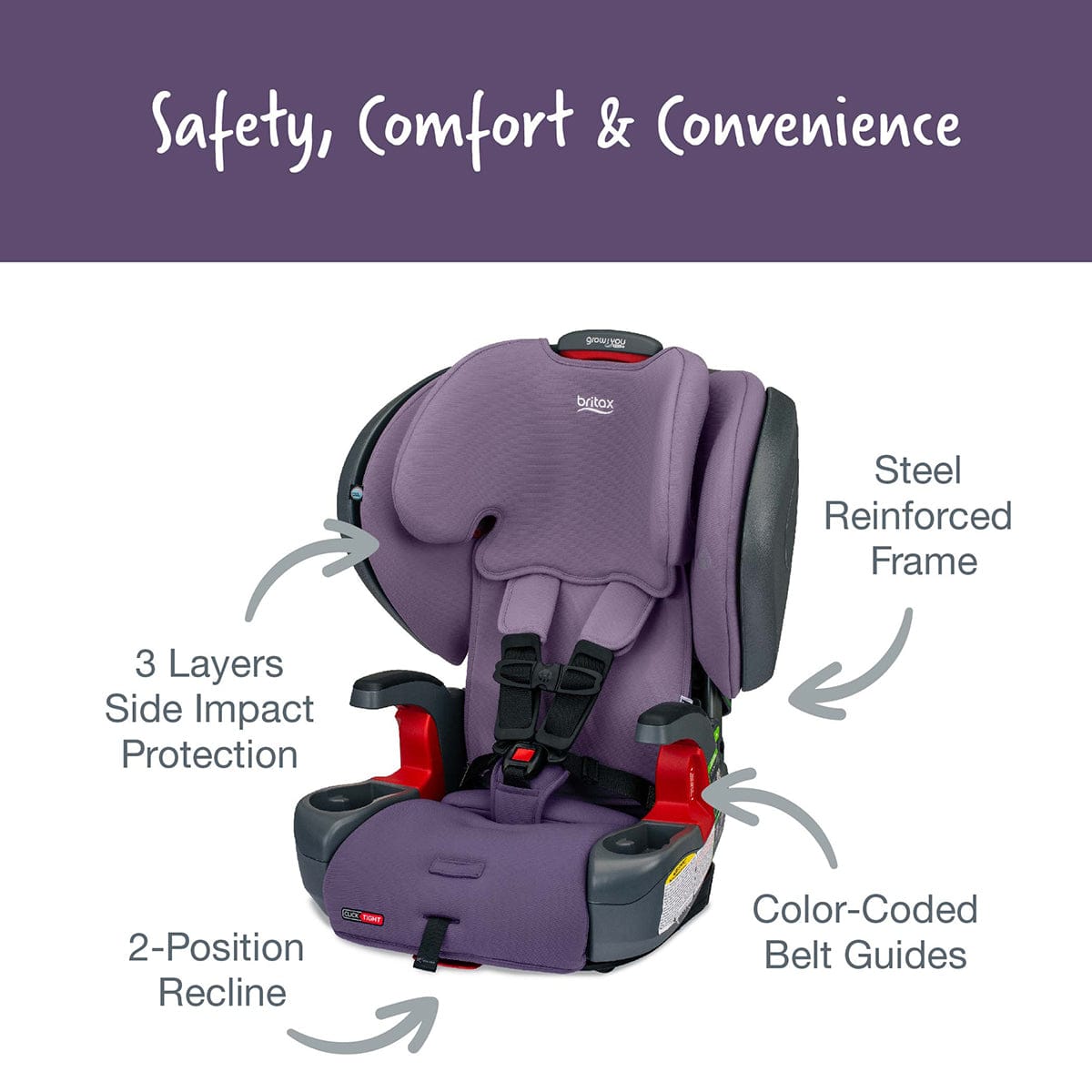 Britax Grow With You ClickTight Plus Harness Booster Car Seat - Purple Ombre - E1C203J