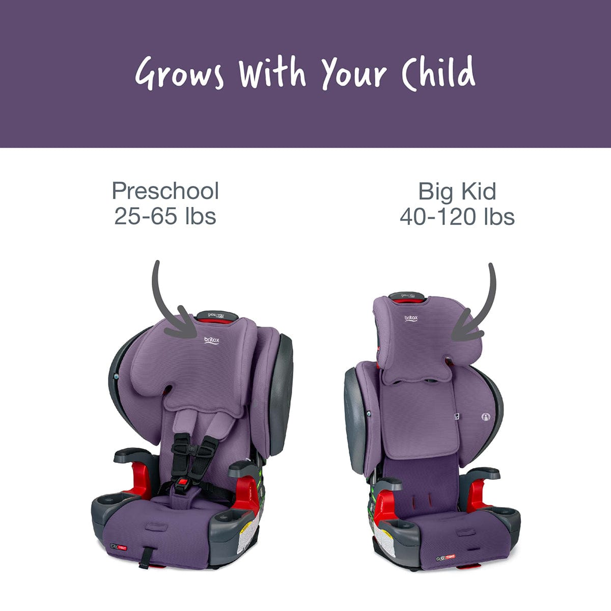 Britax Grow With You ClickTight Plus Harness Booster Car Seat - Purple Ombre - E1C203J