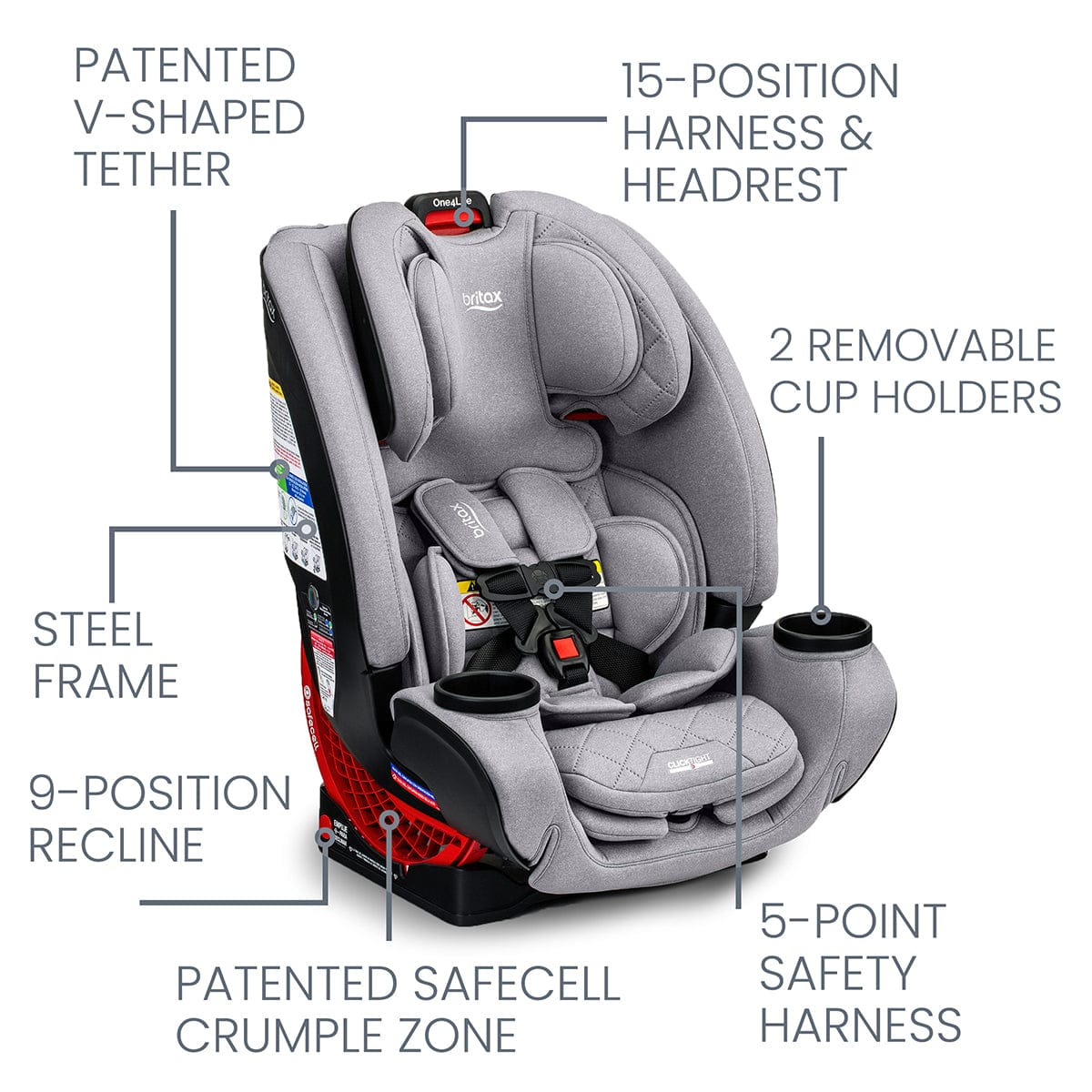 Britax One4Life ClickTight All-in-One Convertible Car Seat - Diamond Quilted Gray - E1C904G