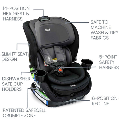 Britax Poplar ClickTight Convertible Car Seat, Slim 17-Inch Design - Stone Onyx - E1D223M