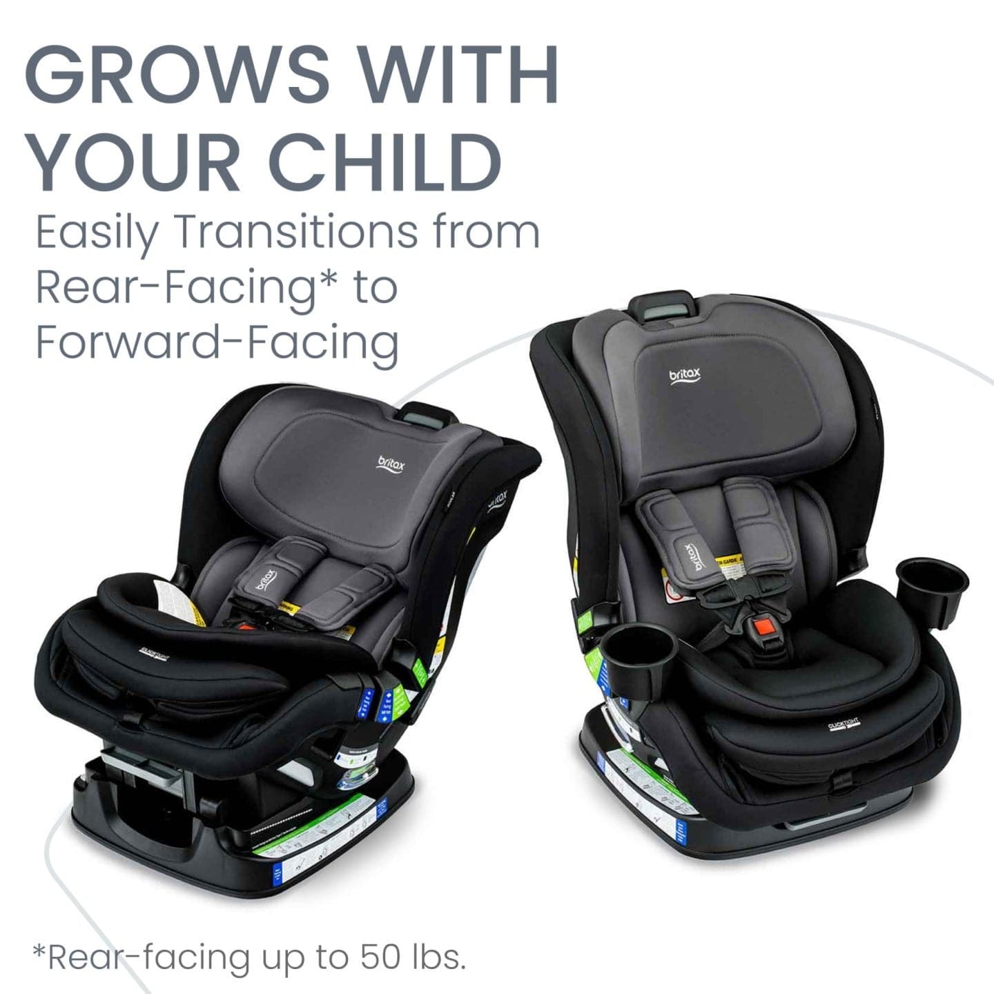 Britax Poplar ClickTight Convertible Car Seat, Slim 17-Inch Design - Stone Onyx - E1D223M