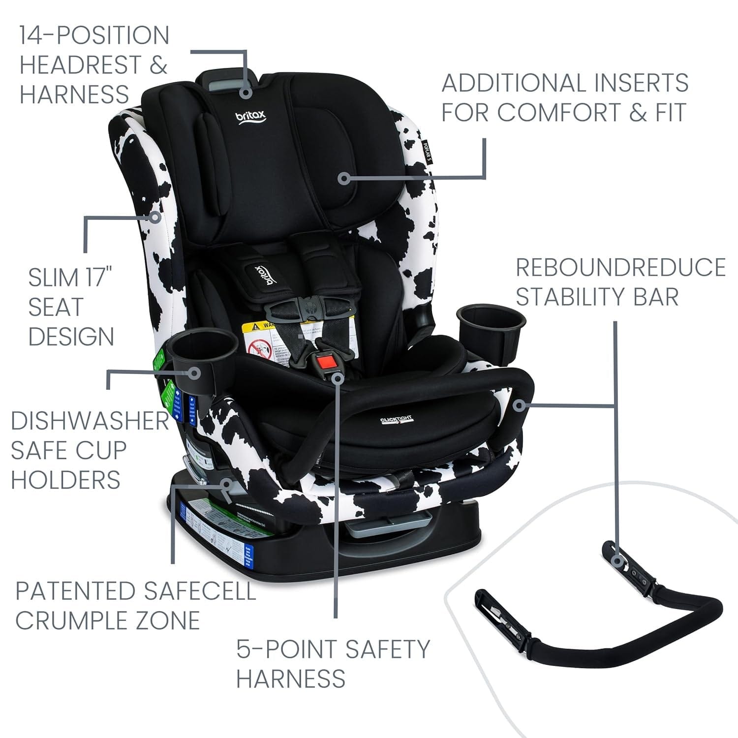 Britax Poplar S Convertible Car Seat Cowmooflage