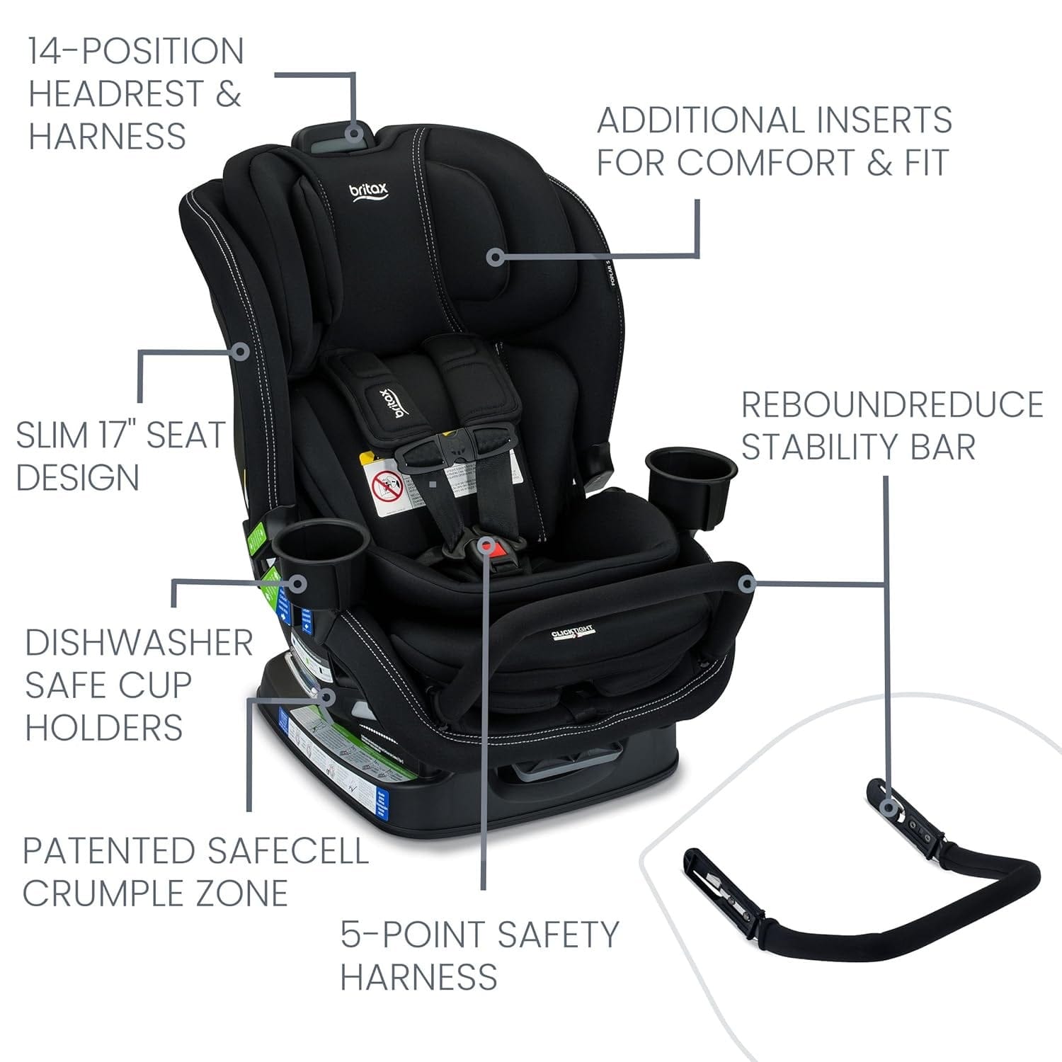 Britax Poplar S Convertible Car Seat Onyx