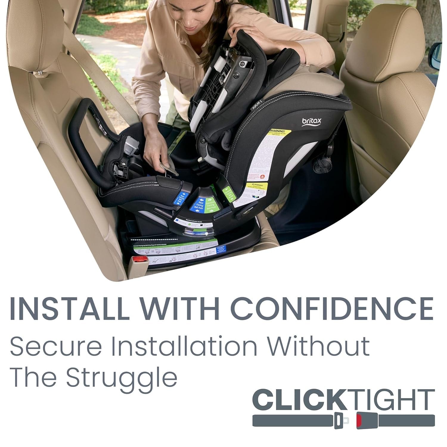Britax Poplar S ClickTight Convertible Car Seat, Slim 17-Inch Design - Sand Onyx - E1D233V