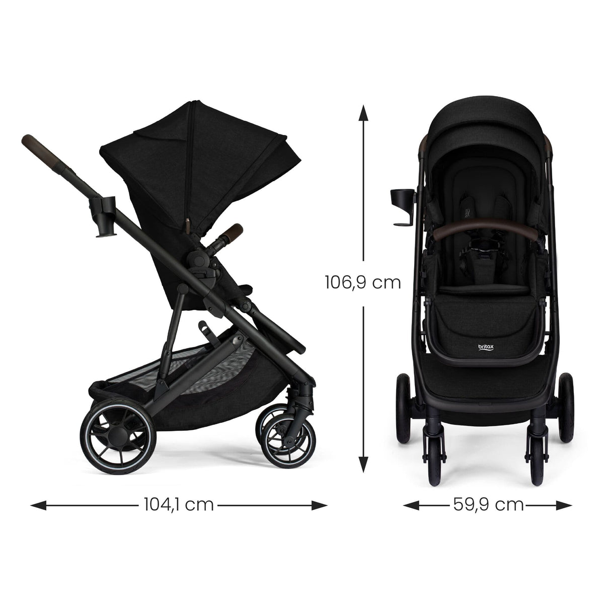 Britax Prism Stroller + Willow S Travel System Bundle - Raven Black