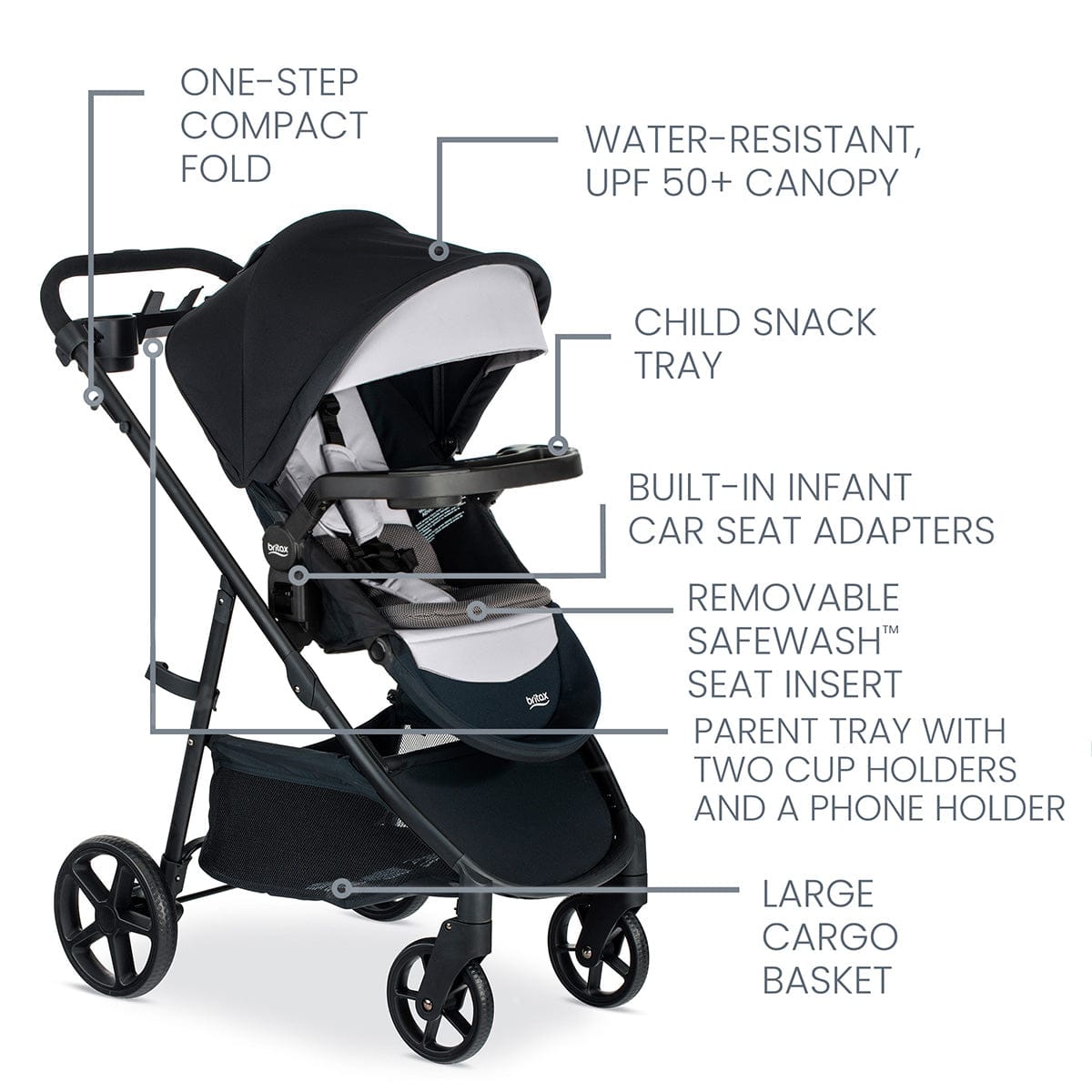 Britax Willow Brook S+ Travel System with Alpine Anti-Rebound Base - Glacier Onyx - S14690900