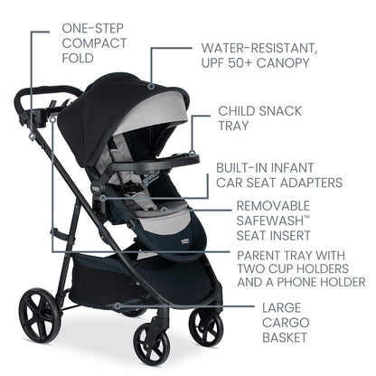 Britax Willow Brook S+ Travel System with Alpine Anti-Rebound Base - Graphite Onyx - S14690800