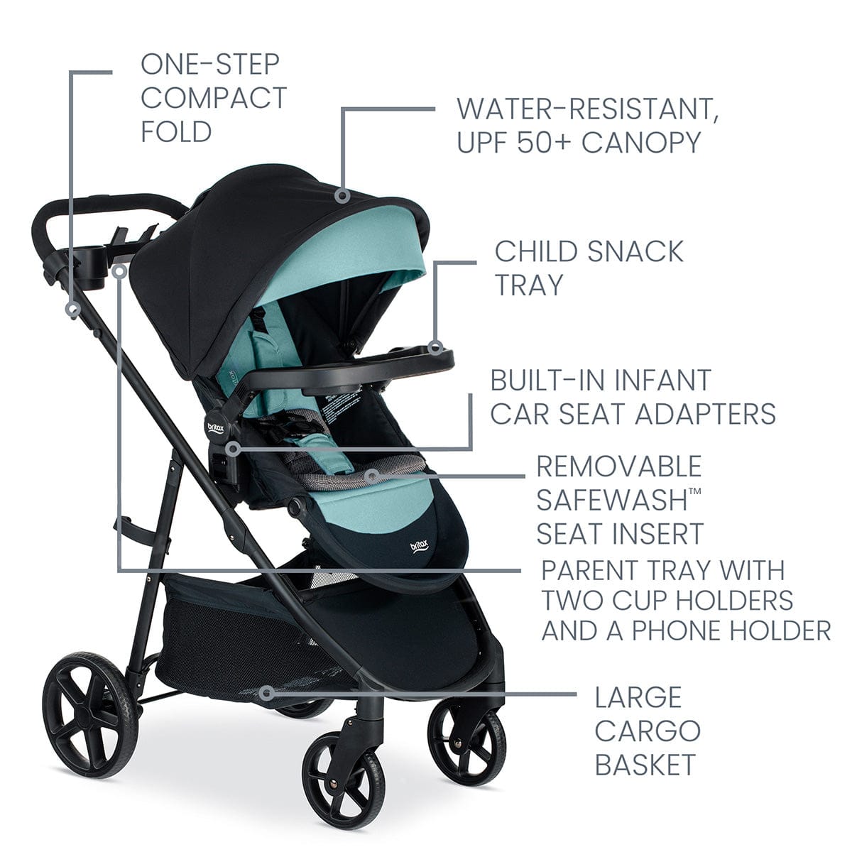 Britax Willow Brook S+ Travel System with Alpine Anti-Rebound Base - Jade Onyx - S14691100