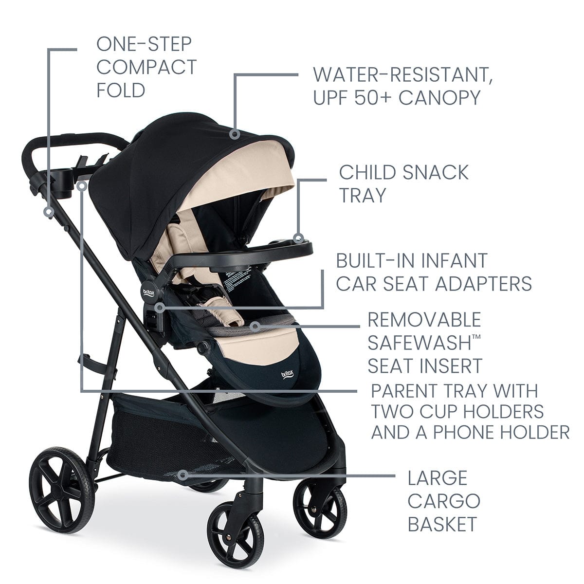 Britax Willow Brook S+ Travel System with Alpine Anti-Rebound Base - Sand Onyx - S14691000