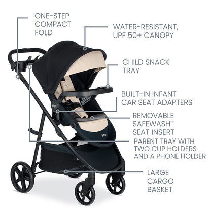 Britax Willow Brook S+ Travel System with Alpine Anti-Rebound Base - Sand Onyx - S14691000