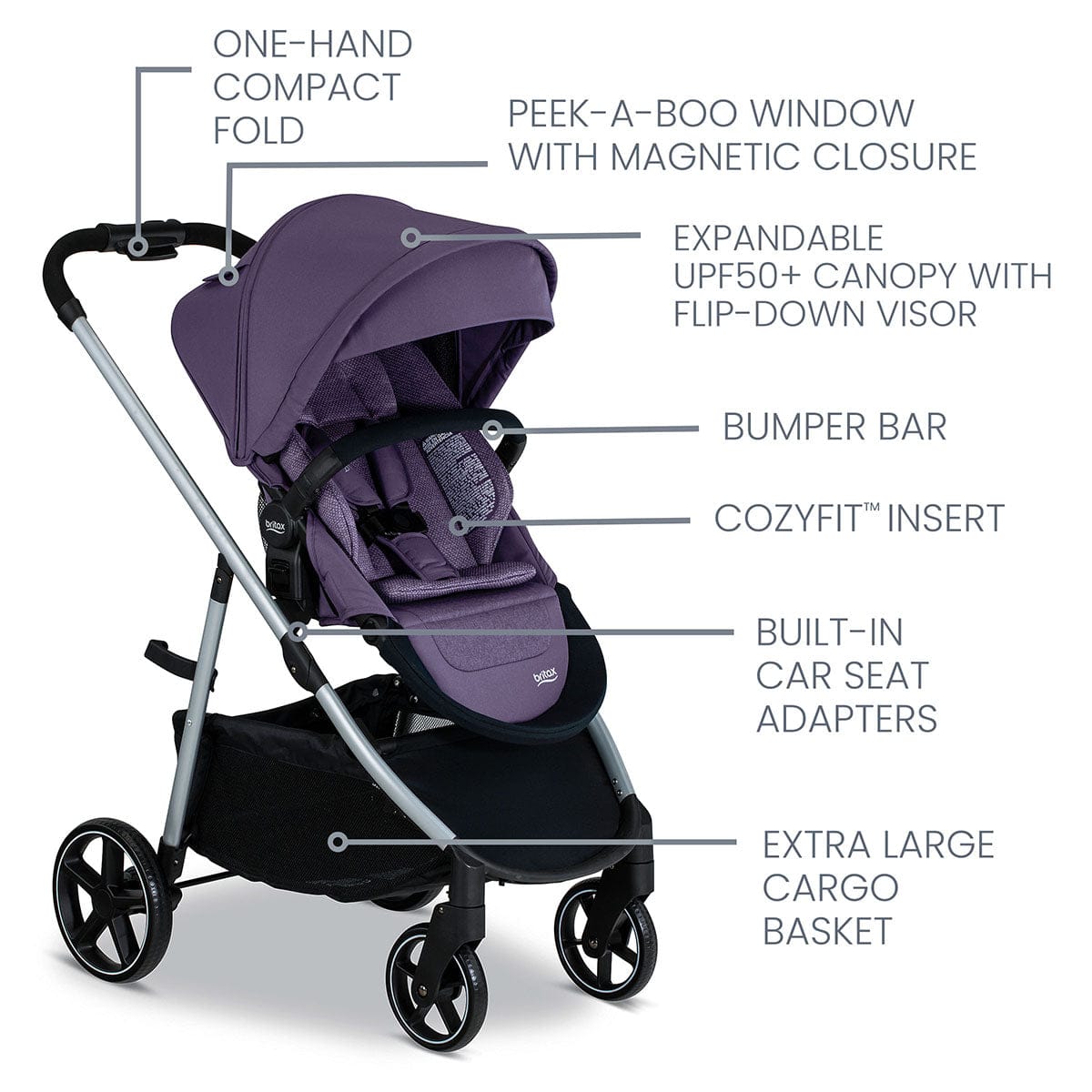 Britax Willow Grove SC Travel System - Pindot Iris - S14746900