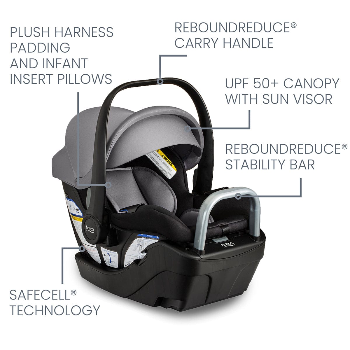 Britax Willow S Infant Car Seat with Alpine Anti-Rebound Base - Graphite Onyx - E1C993K