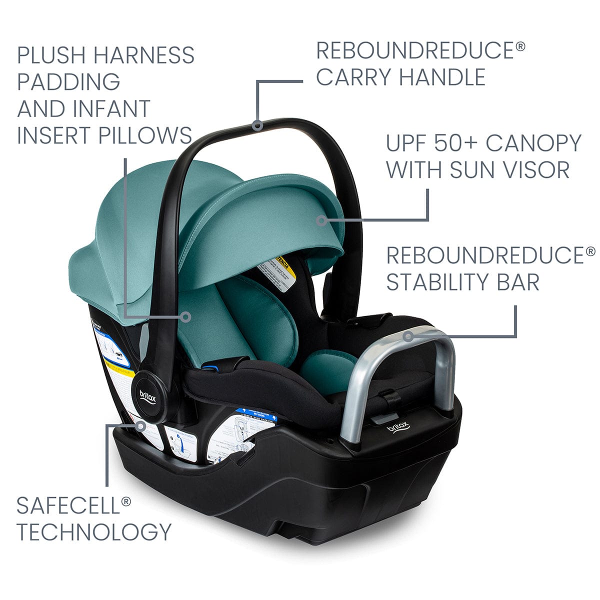 Britax Willow S Infant Car Seat with Alpine Anti-Rebound Base - Jade Onyx - E1C993X