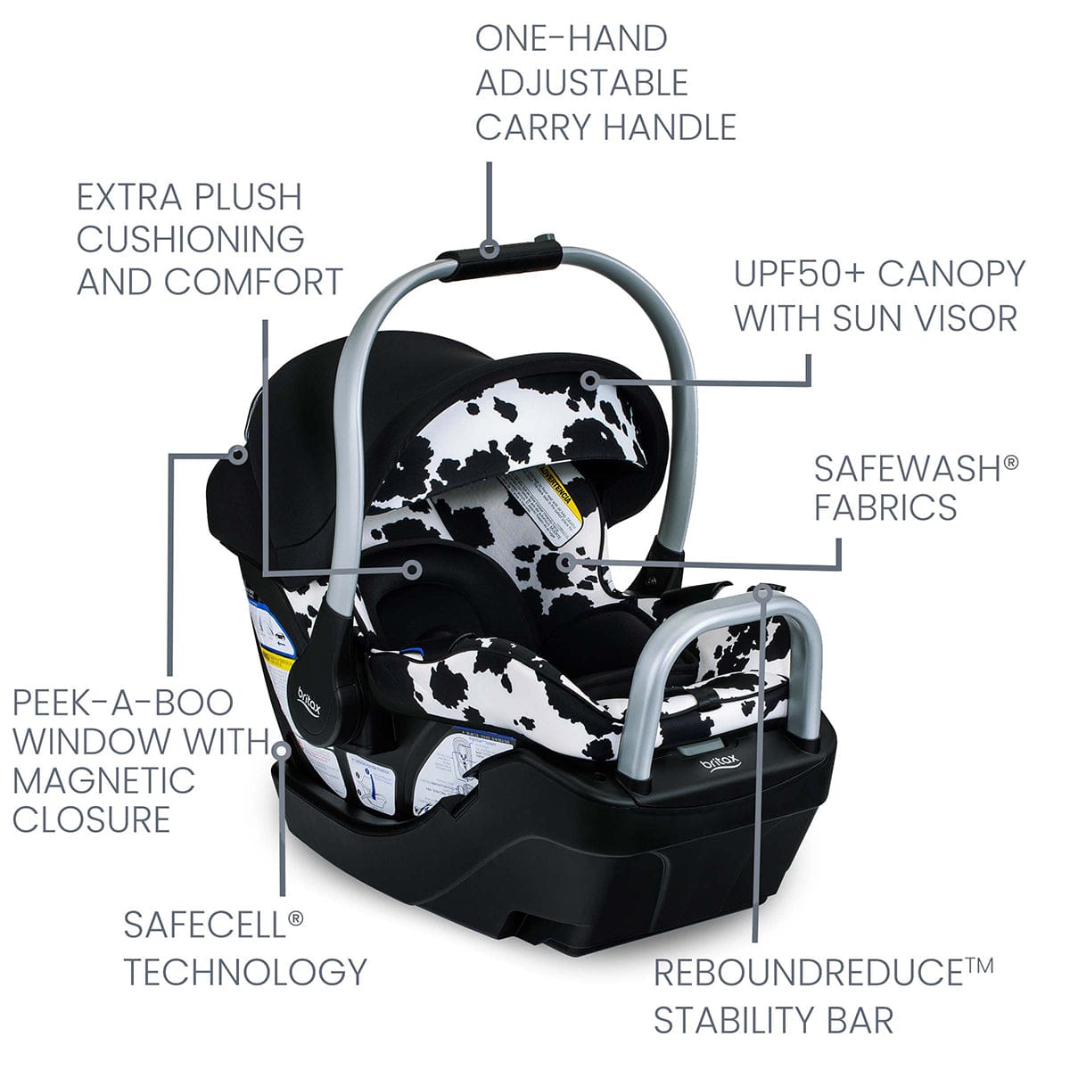 Britax Willow SC Infant Car Seat with Alpine Base - Cowmooflage - E1D031Q