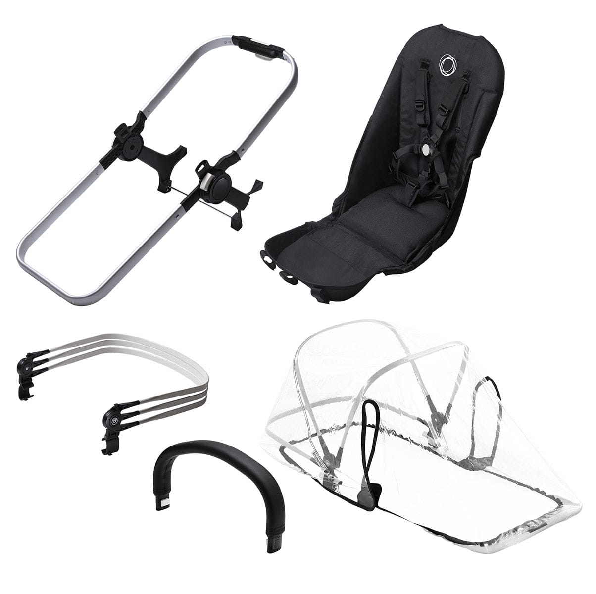 Bugaboo 2016/2017 Donkey Duo Extension Set - Aluminum/Black - 181112ZW05