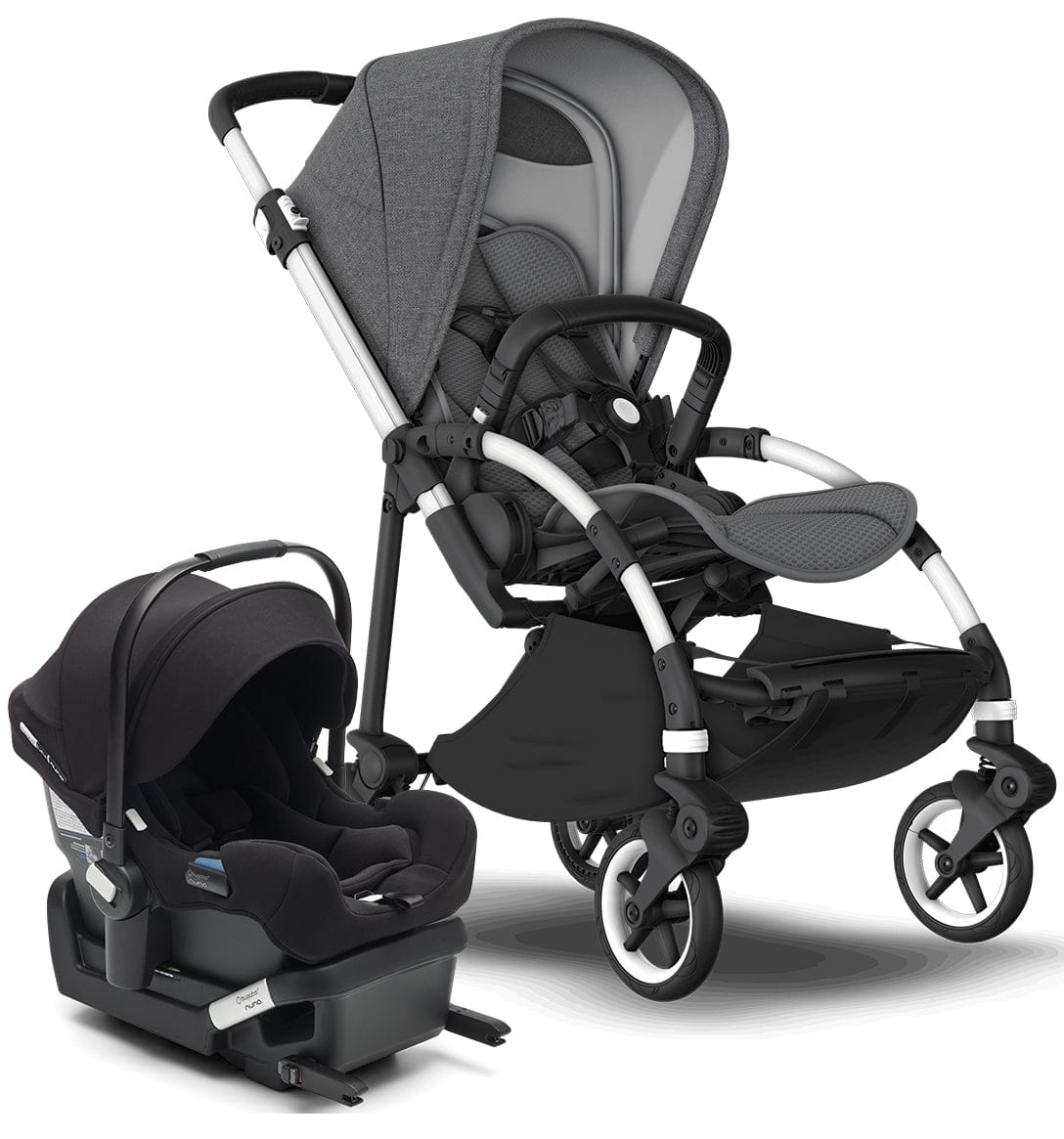 Bugaboo Bee6 + Turtle One Travel System - Aluminum/Grey/Grey Melange/Black
