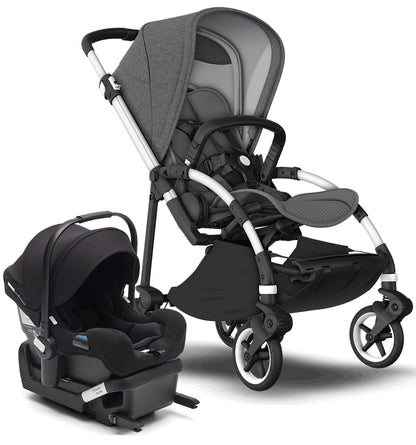 Bugaboo Bee6 + Turtle One Travel System - Aluminum/Grey/Grey Melange/Black
