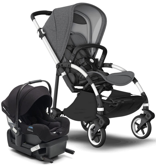 Bugaboo Bee6 + Turtle One Travel System - Aluminum/Grey/Grey Melange/Black