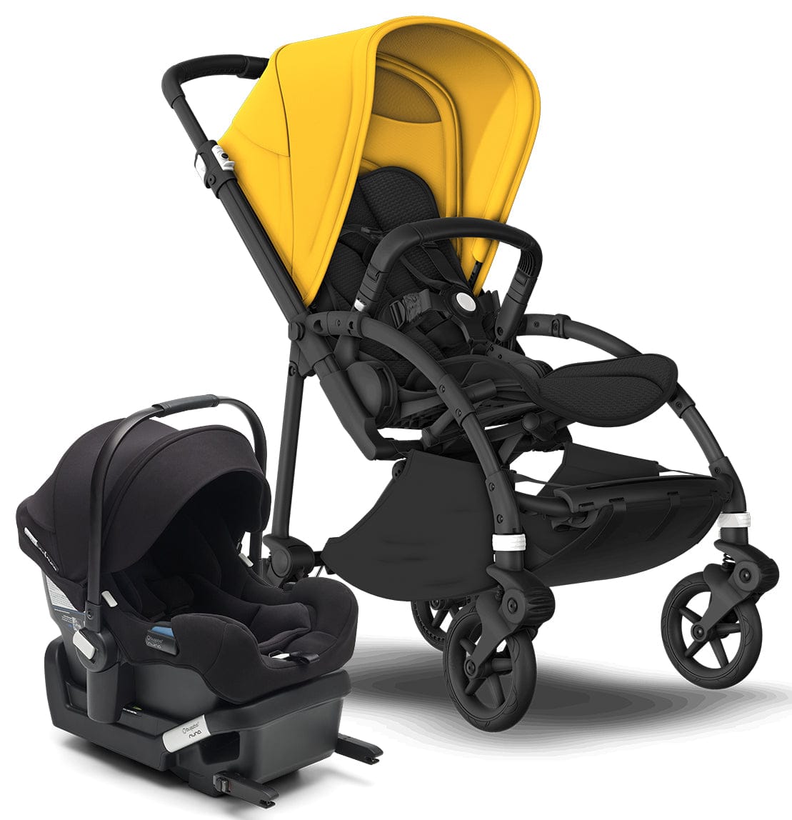 Bugaboo Bee6 + Turtle One Travel System - Black/Black/Lemon Yellow/Black