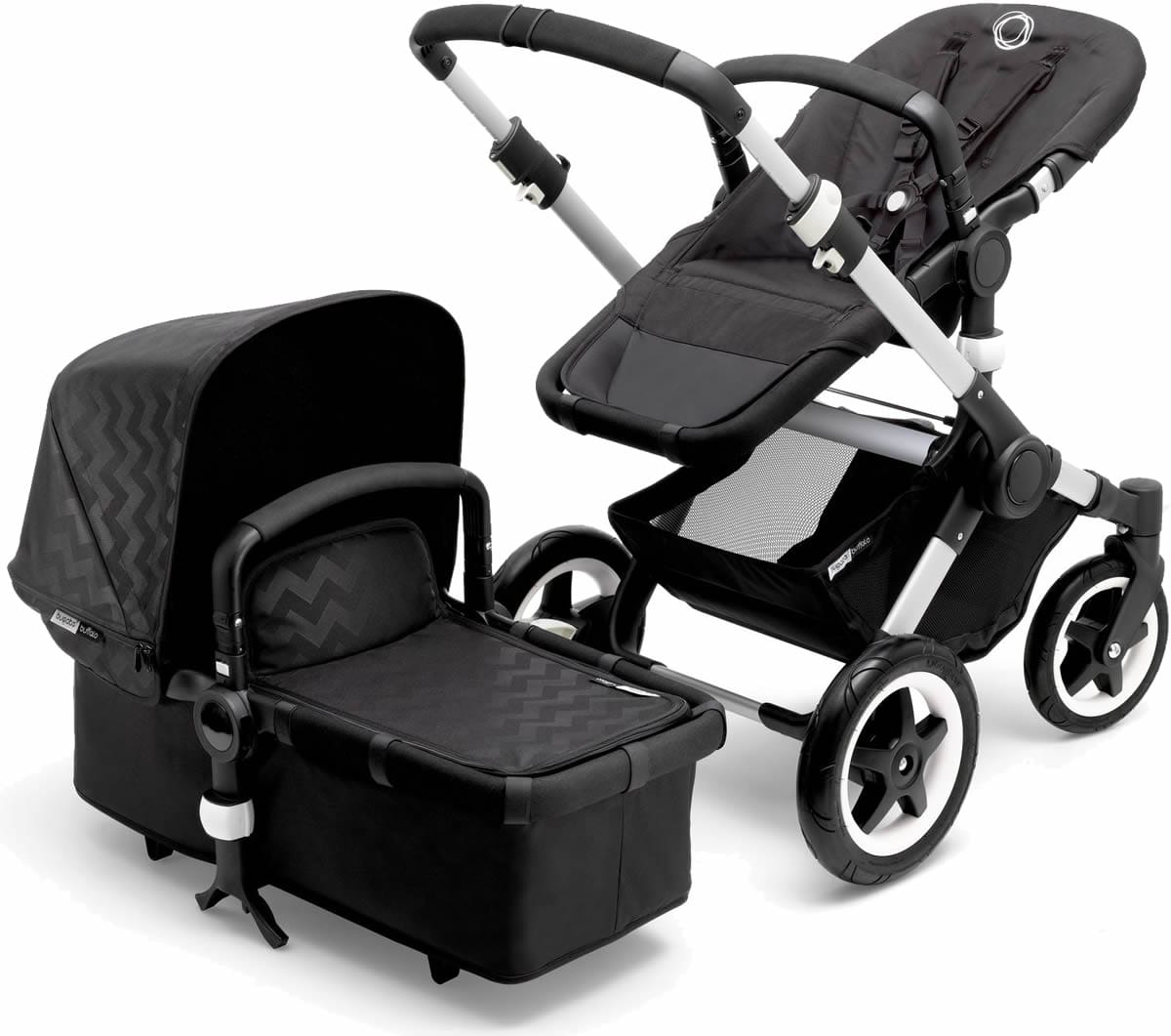 Bugaboo Buffalo Stroller - Silver/Shiny Chevron - D - 440111CB01-SLV
