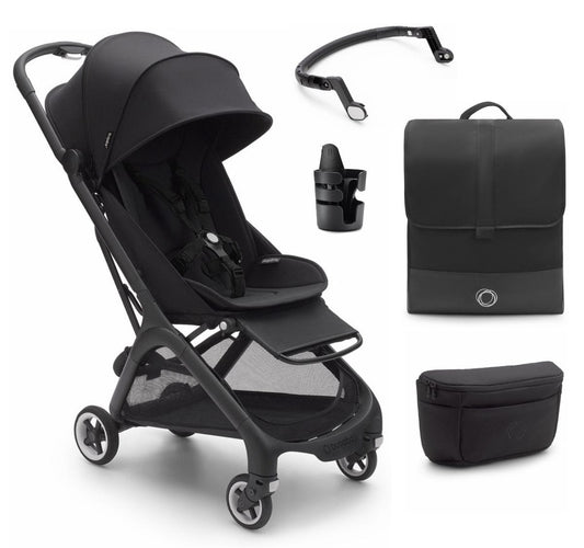 Bugaboo Butterfly 1 Complete Compact Stroller + Essentials Bundle - Black / Midnight Black - 100025011-ESSENTIALS