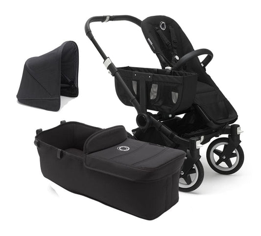 Bugaboo Donkey 2 Mono Complete Single-to-Double Stroller Bundle - Black / Black / Stellar - D2MONO-BLK-BLK-STELLAR
