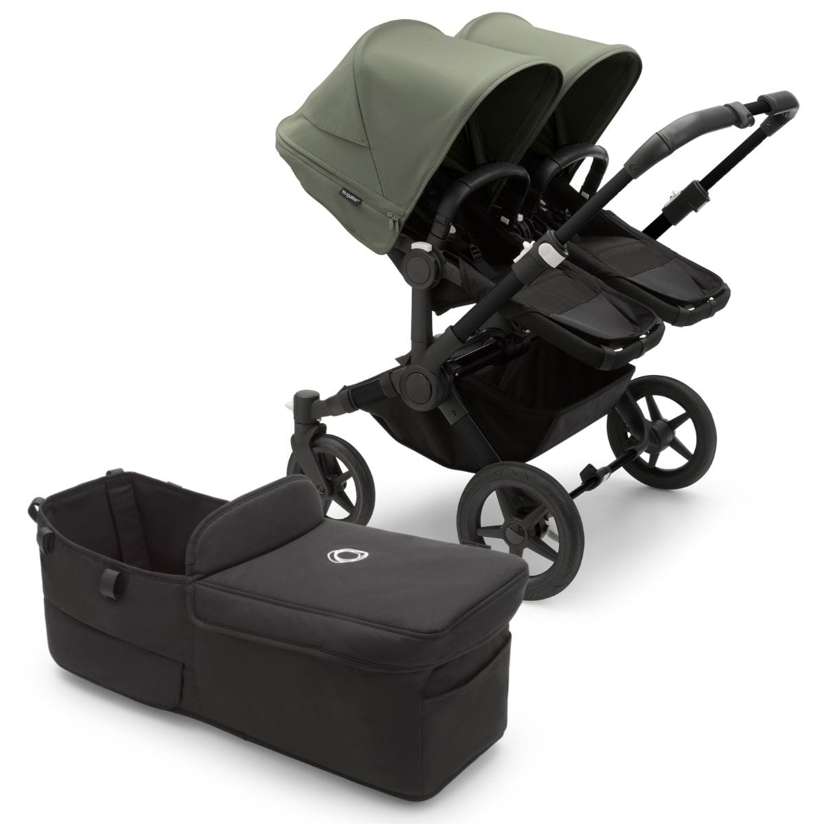 Bugaboo Donkey 5 Duo Complete Stroller Bundle - Black / Midnight Black / Forest Green - D5-DUO-100002045-100003033