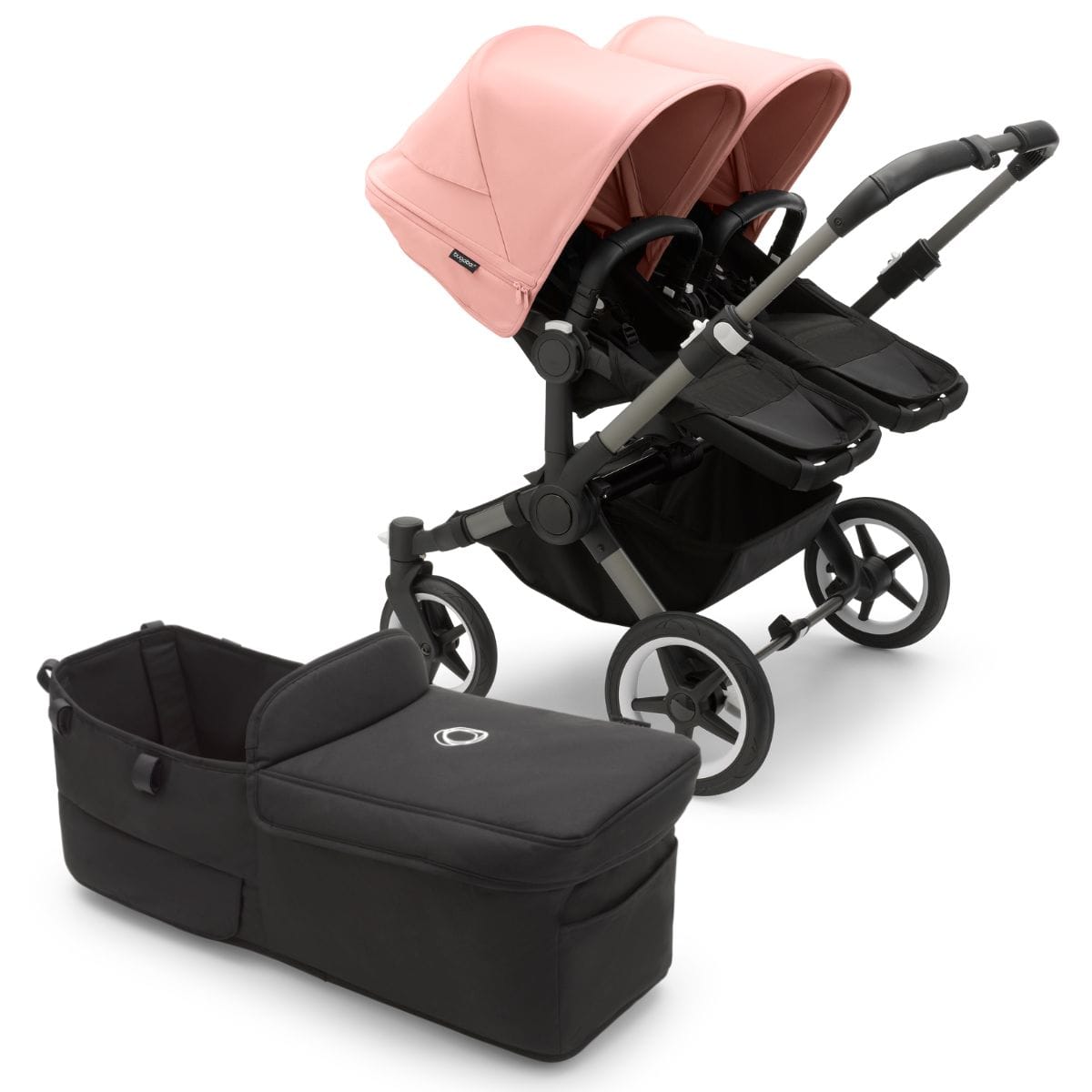 Bugaboo Donkey 5 Duo Complete Stroller Bundle - Graphite / Midnight Black / Morning Pink - D5-DUO-100002040-100003042