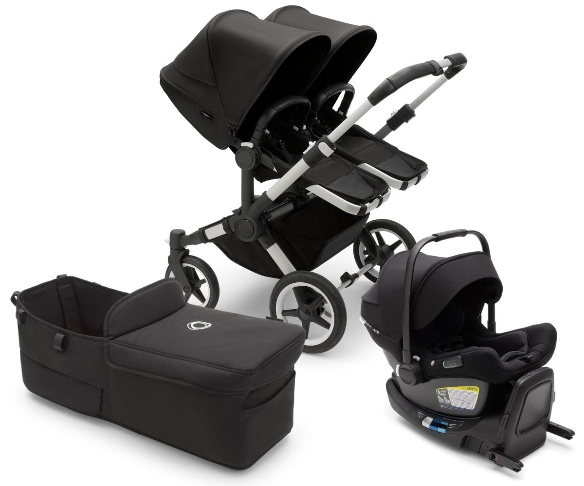 Bugaboo Donkey 5 Duo + Turtle Air Travel System Bundle - Aluminum / Midnight Black / Midnight Black / Black - D5-DUO-TS-100000009-TA