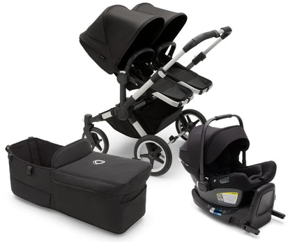 Bugaboo Donkey 5 Duo + Turtle Air Travel System Bundle - Aluminum / Midnight Black / Midnight Black / Black - D5-DUO-TS-100000009-TA