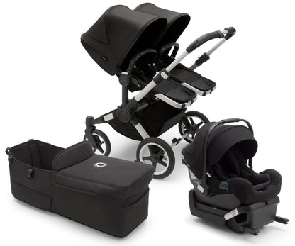 Bugaboo Donkey 5 Duo + Turtle One Travel System Bundle - Aluminum / Midnight Black / Midnight Black / Black - D5-DUO-TS-100000009-TO