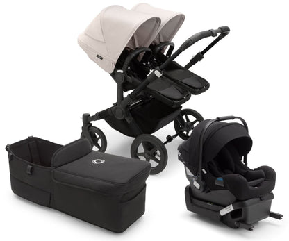 Bugaboo Donkey 5 Duo + Turtle One Travel System Bundle - Black / Midnight Black / Misty White / Black - D5-DUO-TS-100000012-TO