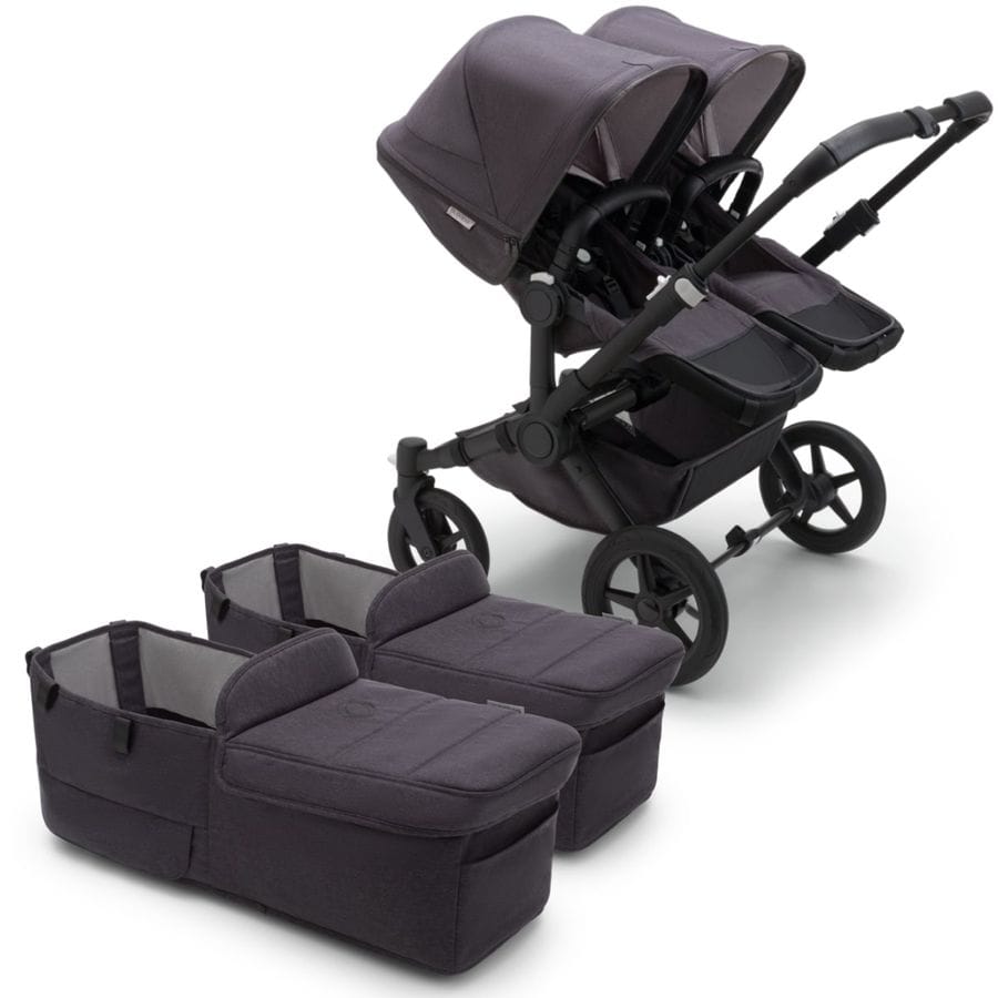Bugaboo Donkey 5 Mineral Twin Complete Stroller Bundle 2022 - Black / Washed Black - D5-TWIN-100000033-2022